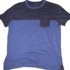 Calvin Klein EUC Pocket-Tee Shirt, Two-Tone Blue, Short Sleeve, Large
